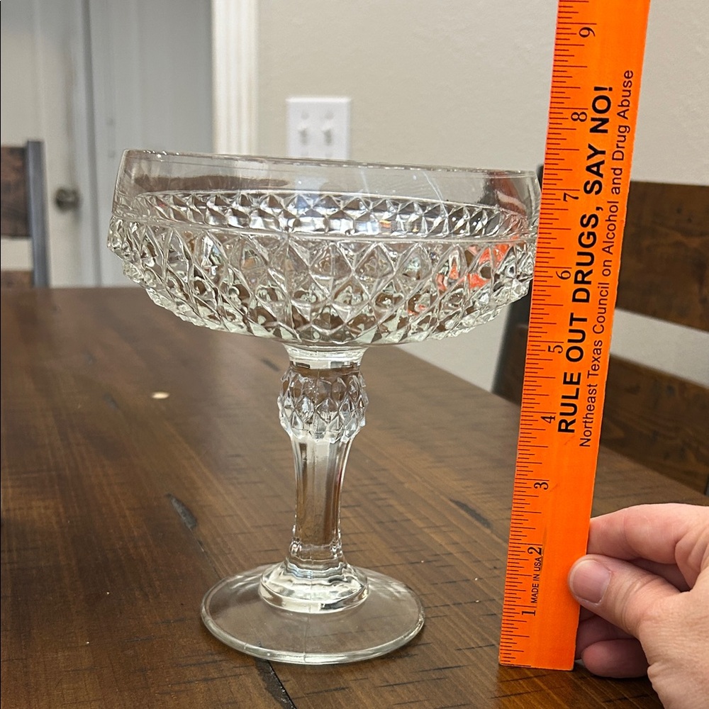 Vgt Indiana glass diamond point tall footed compote in box. - Picture 2 of 4